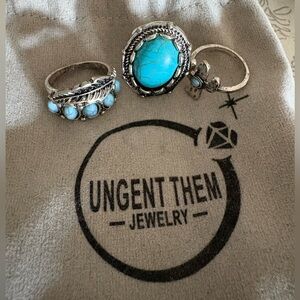 Silver and Turquoise Ring Set